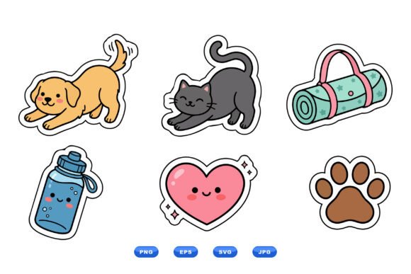 Cute Pet Yoga Sticker Set: A Designer’s Review