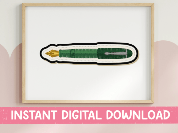 Review: Green Fountain Pen Sticker Design for Embroidery