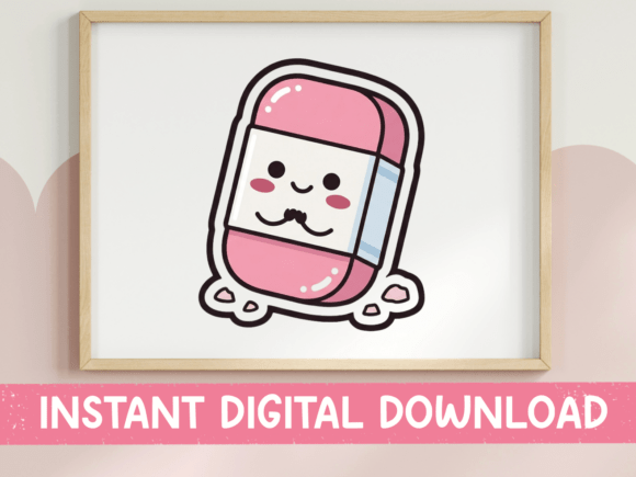 Review: Kawaii Pink Eraser Sticker Design