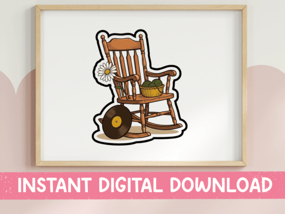Review: Retro Grandma Rocking Chair Sticker Design
