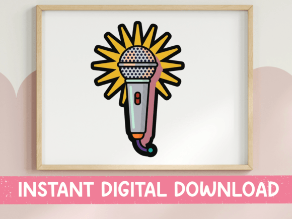 Review: Retro Microphone Sunburst Sticker Design