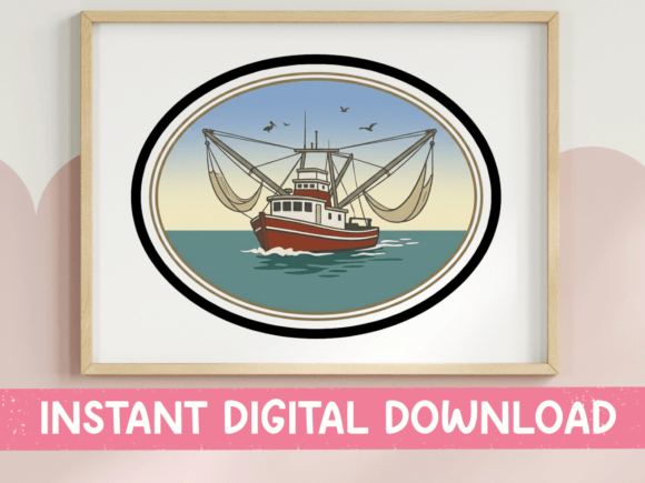Review: Shrimp Boat Oval Vintage Sticker for Embroidery