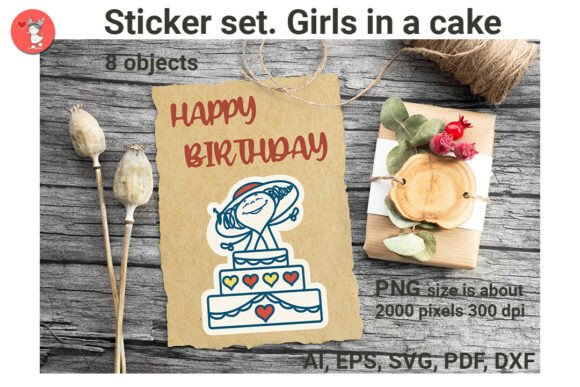 Review: Sticker Set. Girls in a Cake for Embroidery
