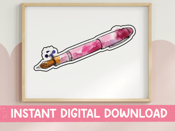 Reviewing the Watercolor Pink Fountain Pen Sticker