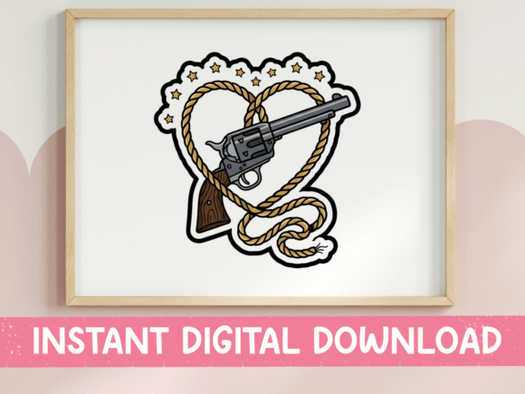 Western Rope Heart Revolver Sticker: A Designer’s Review